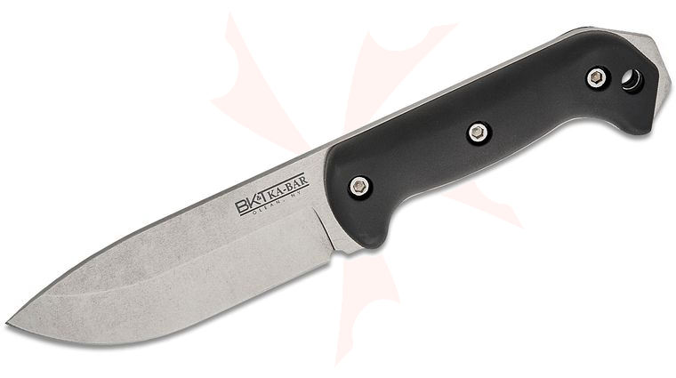 KA-BAR BK82 Becker Campanion Fixed Blade Knife 5.25 inch CPM-MagnaCut Polished Stonewash Drop Point Blade, Black Zytel Handles, Molded Plastic Sheath