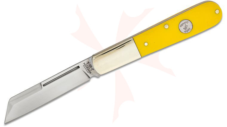 Bear & Son C3180 Large Sheepsfoot Barlow 4 inch Closed, Yellow Delrin Handles