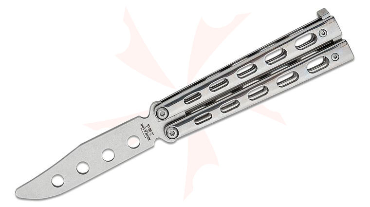 Bear & Son SS13TR Butterfly Knife Trainer 3.25 inch Bead Blasted Unsharpened Blade, Stainless Steel Handles