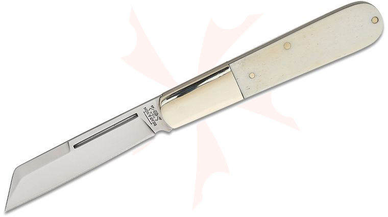 Bear & Son WSB180 Large Sheepsfoot Barlow 4 inch Closed, White Smooth Bone Handles