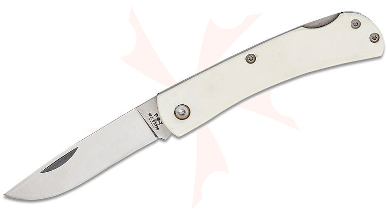 Bear & Son WSB37L Small Farmhand Lockback Folder 2.75 inch Plain Blade, White Smooth Bone