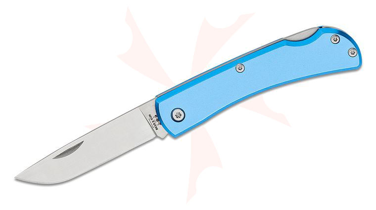 Bear & Son 137LBL Farmhand Lockback Folder 2.75 inch Plain Blade, Blue Aluminum Handles