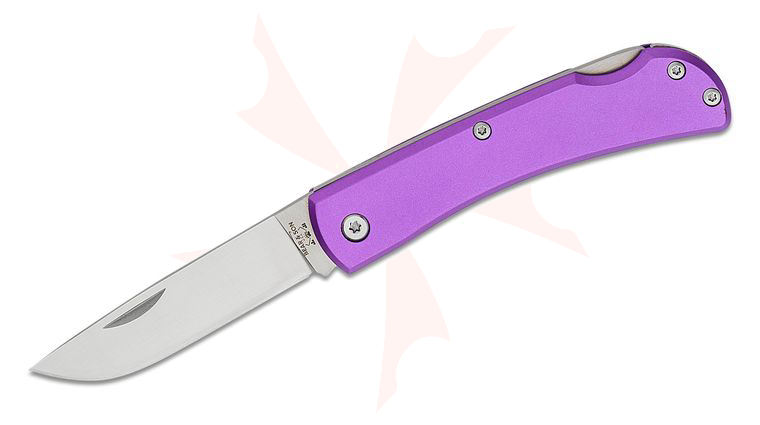 Bear & Son 137LPL Farmhand Lockback Folder 2.75 inch Plain Blade, Purple Aluminum Handles