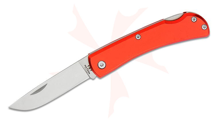 Bear & Son 137LRD Farmhand Lockback Folder 2.75 inch Plain Blade, Red Aluminum Handles