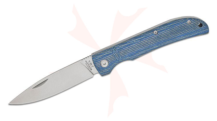 Bear & Son 457GB Slipjoint Folding Knife 3.56 inch D2 Stonewashed Drop Point Blade, Blue Jean Micarta Handles