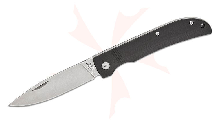 Bear & Son 457GB Slipjoint Folding Knife 3.56 inch D2 Stonewashed Drop Point Blade, Black G10 Handles