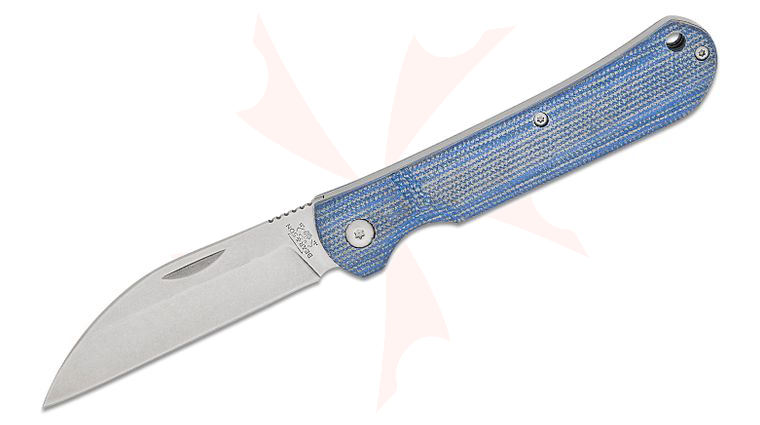 Bear & Son 484GB Slipjoint Folding Knife 3.38 inch D2 Stonewashed Wharncliffe Blade, Blue Jean Micarta Handles