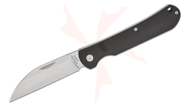 Bear & Son 484GB Slipjoint Folding Knife 3.38 inch D2 Stonewashed Wharncliffe Blade, Black G10 Handles