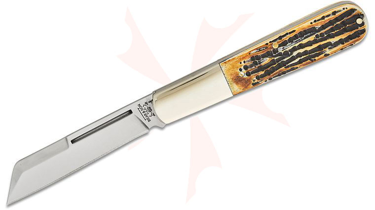Bear & Son 5180 Large Sheepsfoot Barlow 4 inch Closed, Genuine India Stag Bone Handles