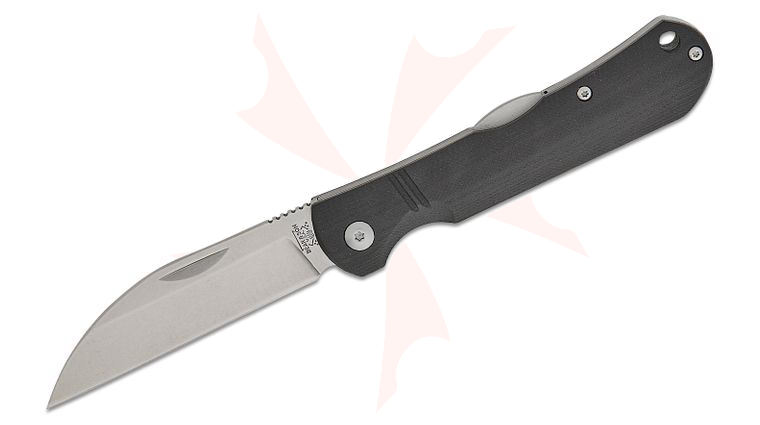 Bear & Son 484LGB Lockback Folding Knife 3.38 inch D2 Stonewashed Wharncliffe Blade, Black G10 Handles