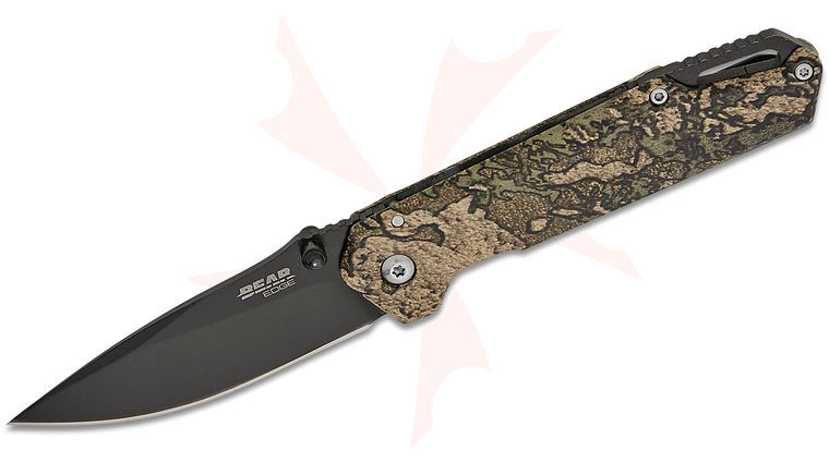 Bear & Son Bear Edge Brisk 3.0 Folding Knife 2.88 inch 440 Black Drop Point Blade, TrueTimber Strata Camo Stainless Steel Handles