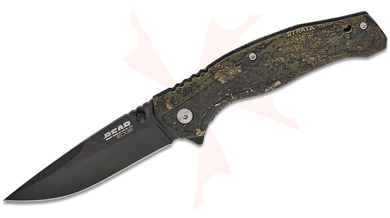 Bear & Son Bear Edge Brisk 2.0 Sideliner Flipper Knife 3.13 inch 440 Black Drop Point Blade, TrueTimber Strata Camo Zytel Handles