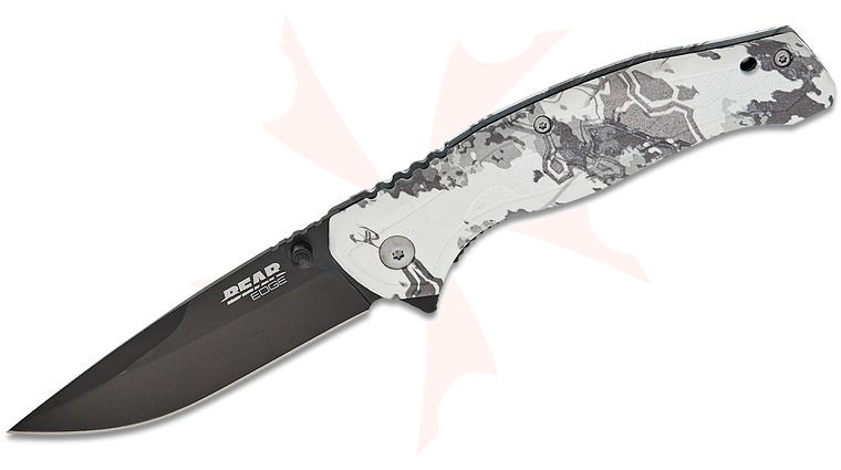 Bear & Son Bear Edge Brisk 2.0 Sideliner Flipper Knife 3.13 inch 440 Black Drop Point Blade, TrueTimber Viper White Zytel Handles