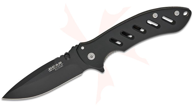 Bear & Son Bear Edge Brisk 1.0 Flipper Knife 3.13 inch 440 Black Drop Point Blade, TrueTimber Midnight Black Stainless Steel Handles