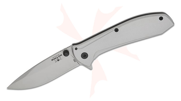 Bear & Son Executive Frame Lock Assisted Flipper Knife 2.88 inch Satin Drop Point, Stainless Steel Handles