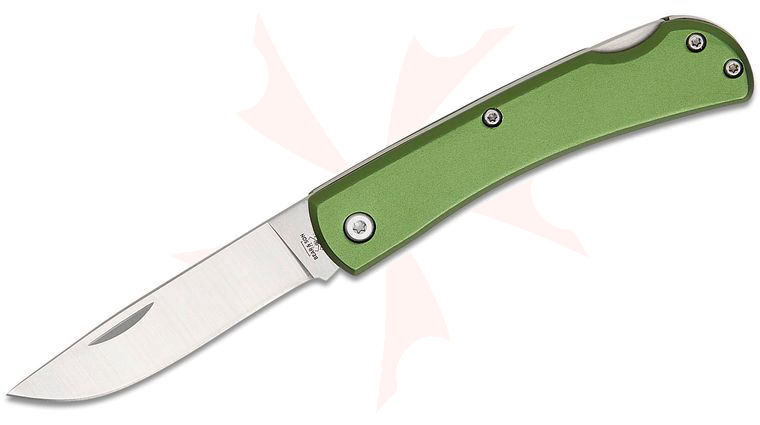 Bear & Son 137LOD Farmhand Lockback Folder 2.75 inch Plain Blade, Dark Green Aluminum Handles