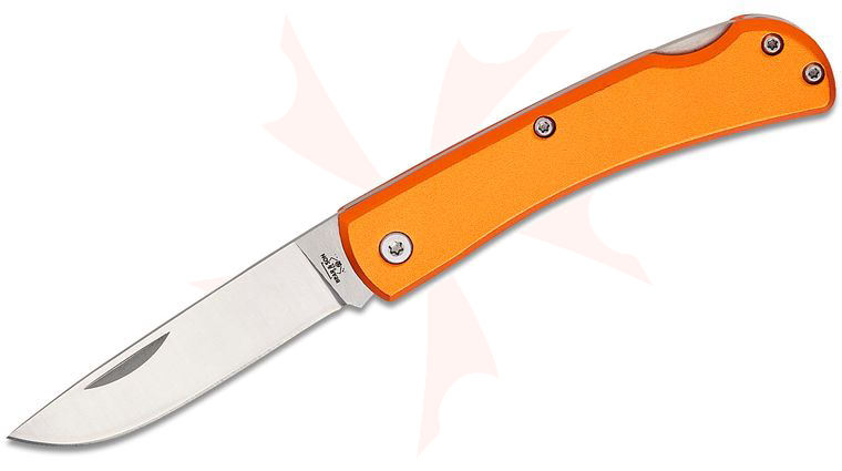 Bear & Son 137LOR Farmhand Lockback Folder 2.75 inch Plain Blade, Orange Aluminum Handles