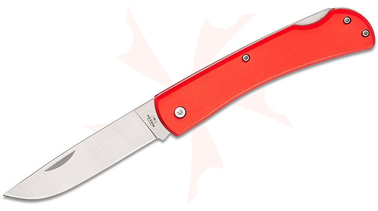 Bear & Son 138LRD Large Farmhand Lockback Folder 3.625 inch Plain Blade, Red Aluminum Handles