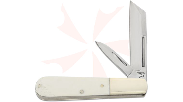 Bear & Son WSB280 Large 2-Blade Barlow 4 inch Closed, White Smooth Bone Handles