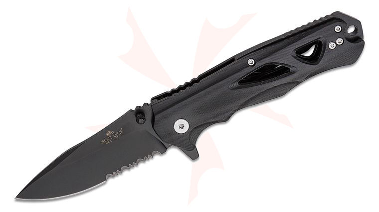 Bear OPS Rancor II Flipper Knife 3.25 inch CPM-S35VN Black Combo Drop Point, Black G10 Handles