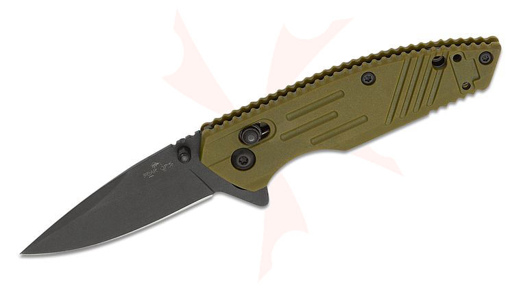 Bear OPS Mini Rancor IX Slide Lock Flipper Knife 2.36 inch D2 Black Drop Point Blade, OD Green Zytel Handles