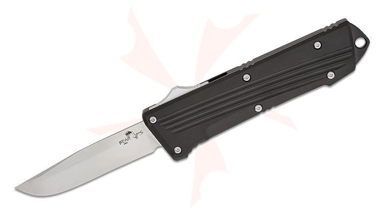 Bear OPS OTF-400-ALBK-S Double Clutch IV OTF AUTO Knife 2.81 inch D2 Satin Clip Point Blade, Black Aluminum Handles