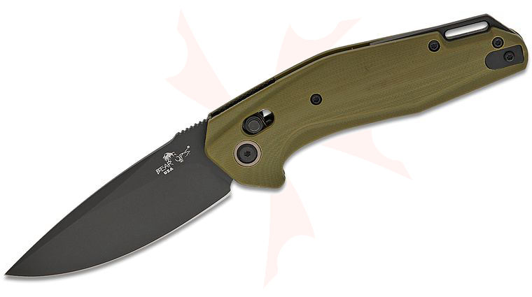 Bear OPS AC-2000-G4-B KATAKT I AUTO Folding Knife 3.3 inch M390 Black DLC Plain Blade, Green G10 Handles