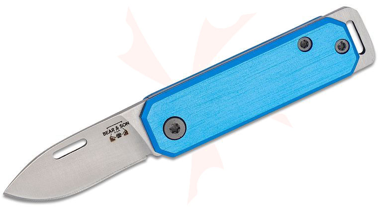 Bear & Son 109BL Slipjoint Folding Knife 1.5 inch Satin Drop Point Blade, Blue Aluminum Handles