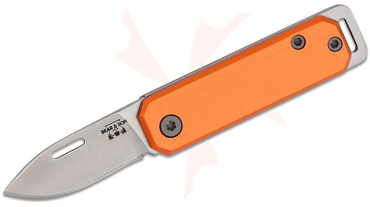 Bear & Son 109OR Slipjoint Folding Knife 1.5 inch Satin Drop Point Blade, Orange Aluminum Handles