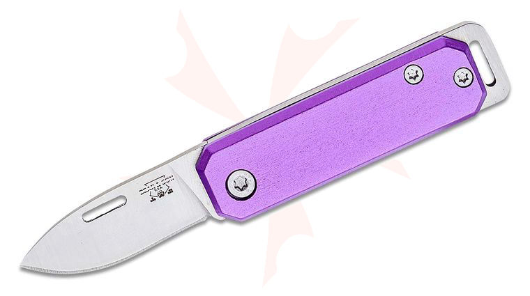 Bear & Son 109PL Keychain Slipjoint Folding Knife 1.5 inch Satin Drop Point Blade, Purple Aluminum Handles