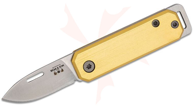 Bear & Son 109YW Slipjoint Folding Knife 1.5 inch Satin Drop Point Blade, Yellow Aluminum Handles