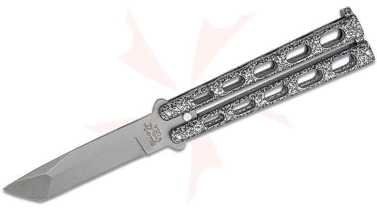 Bear & Son 114A Silver Vein 5 inch Armor Piercing Butterfly Knife Tanto Blade