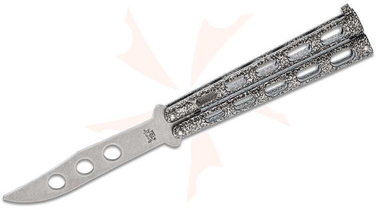 Bear & Son 114TR 5 inch Butterfly Trainer, Silver Vein Slotted Metal Handles