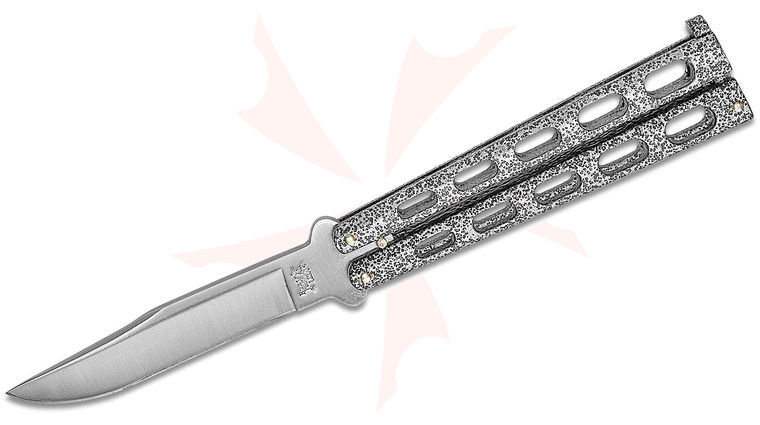 Bear & Son 114 Balisong Butterfly Knife 4.125 inch Satin Blade, Silver Vein Zinc Handles