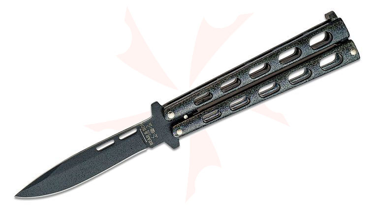 Bear & Son 115GX Butterfly Knife 3.375 inch Black Drop Point Blade, Galaxy Epoxy Coated Stainless Steel Handles