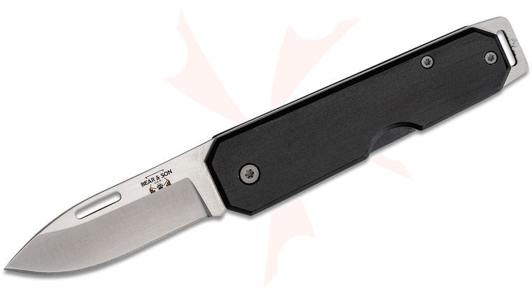 Bear & Son 110BK Slipjoint Folding Knife 2.56 inch Satin Drop Point Blade, Black Aluminum Handles