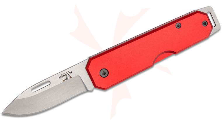 Bear & Son 110RD Slipjoint Folding Knife 2.56 inch Satin Drop Point Blade, Red Aluminum Handles