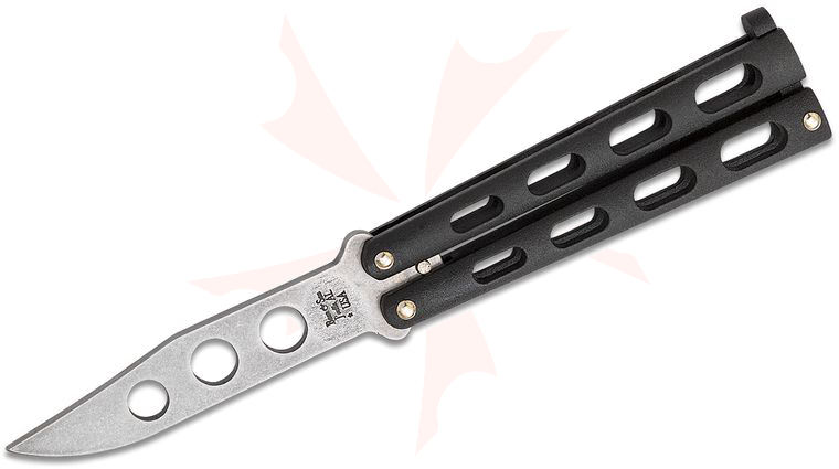 Bear & Son Balisong 4 inch Butterfly Trainer, Black Stainless Steel Handles