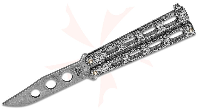 Bear & Son Balisong 4 inch Butterfly Trainer, Silver Stardust Handles