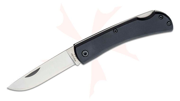 Bear & Son 137L Farmhand Lockback Folder 2.75 inch Plain Blade, Black Aluminum Handles