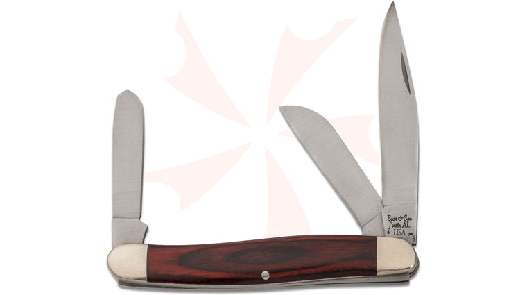 Bear & Son Large Stockman Knife w/ 3 Blades & Rosewood Handle - 4.0 inch Closed