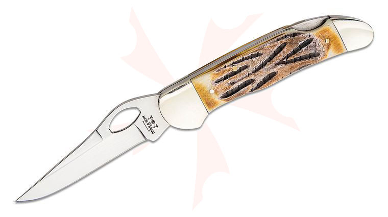 Bear & Son Genuine India Stag Bone Cowhand Lockback 4.375 inch Closed