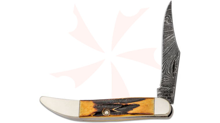 Bear & Son 5193D 1/2 Genuine India Stag Bone Damascus Little Toothpick 3 inch Closed