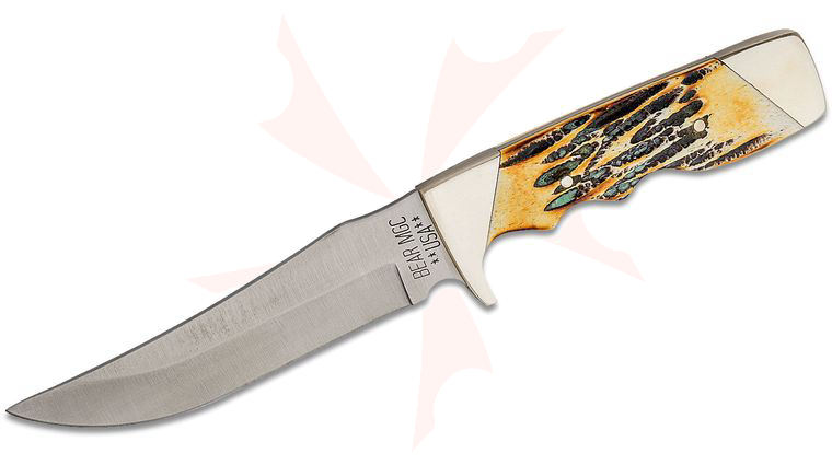 Bear & Son Unswept Skinner w/ Genuine India Stag Bone Handle