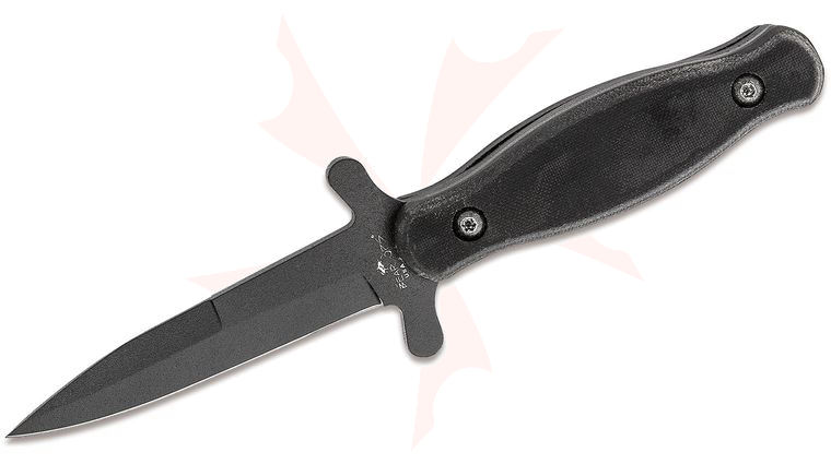 Bear OPS Single-Edge Boot Knife Fixed 3.25 inch Black Spear Point Blade, Textured Black G10 Handles
