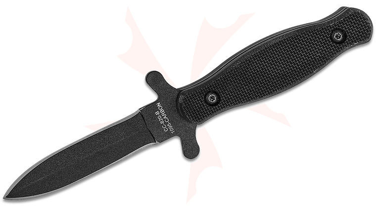 Bear OPS Double-Edge Boot Knife Fixed 3.25 inch Black Spear Point Blade, Textured Black G10 Handles