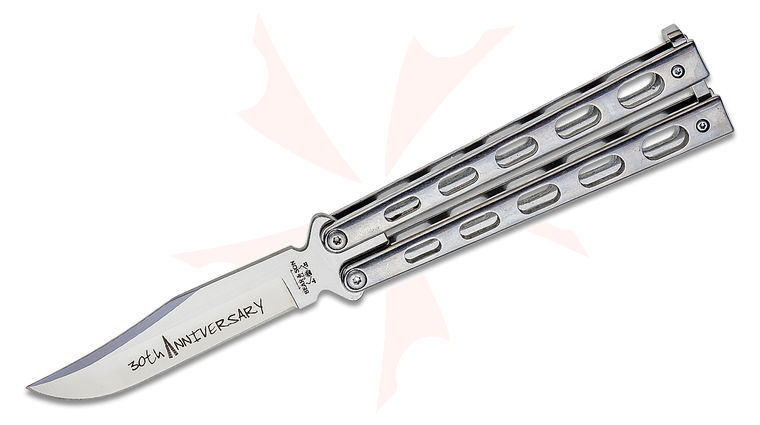 Bear & Son 30th Anniversary SS14 Butterfly Knife 3.625 inch D2 Clip Point Blade, Stainless Steel Handles