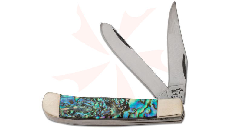 Bear & Son AB54 1/2 Little Trapper 3 inch Closed, Genuine Abalone Handles