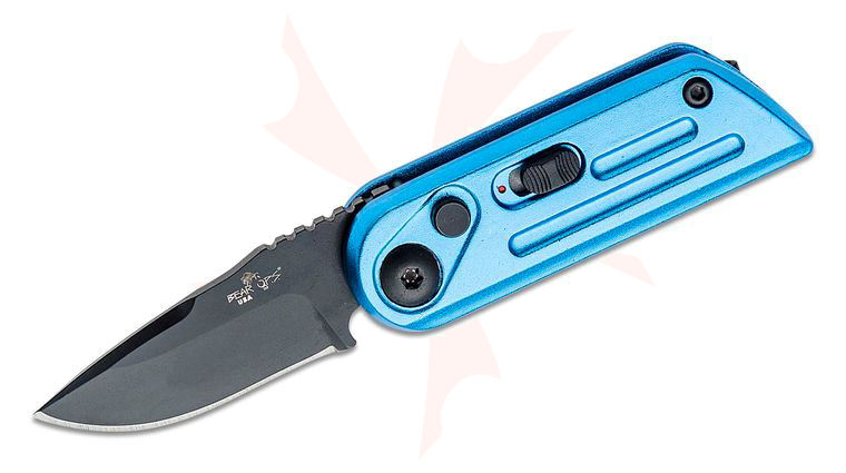 Bear OPS Bold Action XIV AUTO Folding Knife 1.75 inch 14C28N Black Drop Point Blade, Blue Stainless Steel Handles