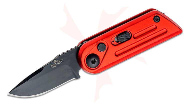 Bear OPS Bold Action XIV AUTO Folding Knife 1.75 inch 14C28N Black Drop Point Blade, Red Stainless Steel Handles